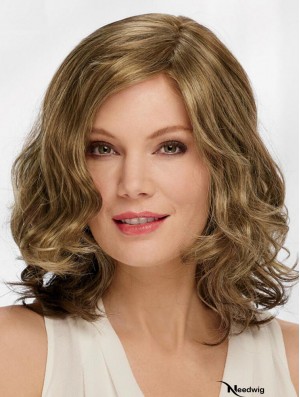 Blonde Synthetic Wavy Designed Medium Length Wig