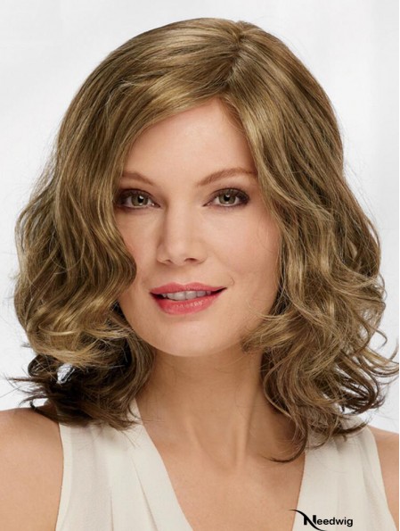 Blonde Synthetic Wavy Designed Medium Length Wig