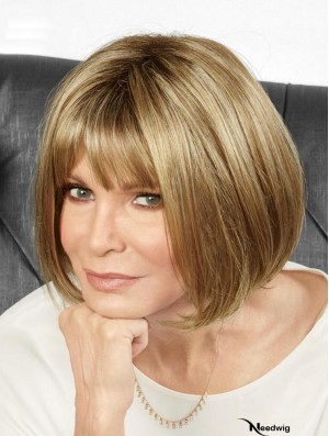 Durable Blonde Synthetic Straight Durable Medium Wigs For Women