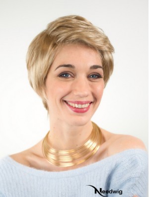 Exquisite Boycuts Short Blonde Synthetic Straight Lace Wigs