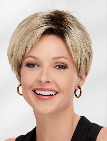 Lace Front Boycuts Synthetic Blonde Straight Fashionable Short Wigs