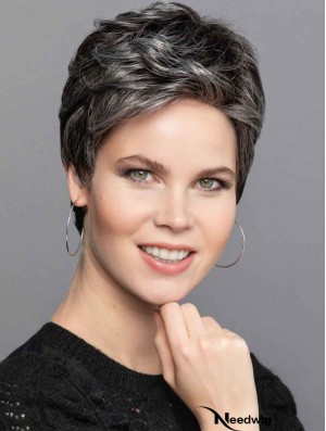 Monofilament Lace Front Wigs Grey 6" Silver Straight Wigs