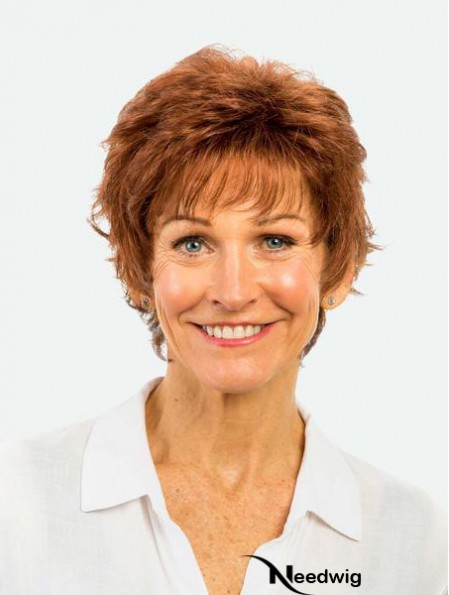 Short Monofilament Copper 8 inch Straight Synthetic Wig