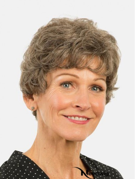 Short Monofilament Layered Brown 8 inch Curly Synthetic Wigs