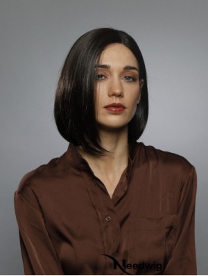 Shoulder Length Straight 100% Hand-tied Black Synthetic Fabulous Bob Style Wigs