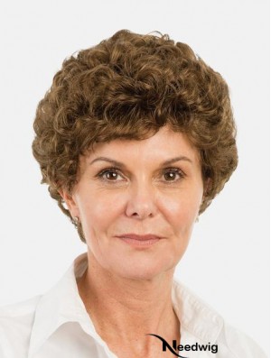 Synthetic Brown Curly 8 inch Bobs Short Monofilament Wigs