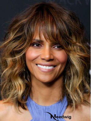 Wavy Capless Shoulder Length With Bangs  Wigs