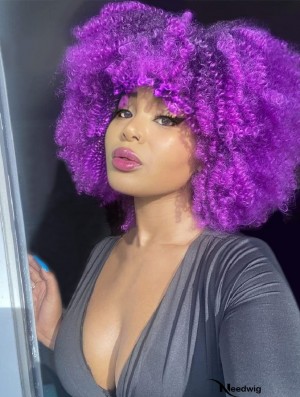 Curly Wig with Bangs for Black Women Short Kinky Curly Wig