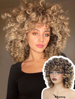 Short Curly Wig Full Culry WIgs for Black Women Afro Curly Wig With Bangs Synthetic Hair