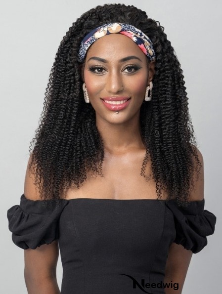 African American Kinky Curly Style Human Hair Headband Wigs
