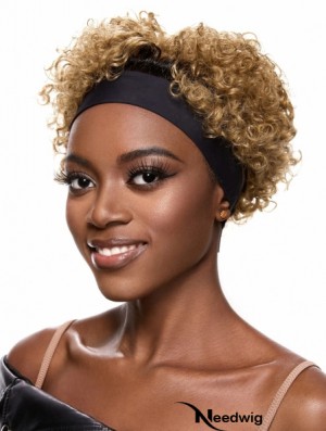 Curly Style African American Short Human Hair Wigs With Headband