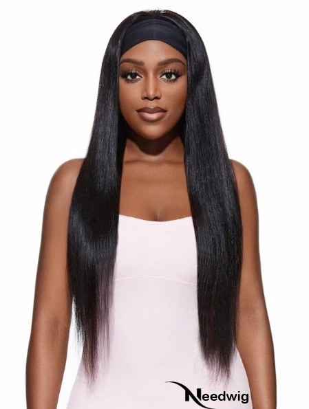 Headband Silky And Soft Long Straight Human Hair Wigs