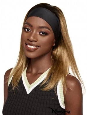 Shoulder Length Blonde Straight Human Hair Wigs With Headband