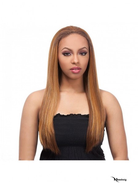 Straight Brazilian Remy Hair Blonde Long Best 3/4 Wigs