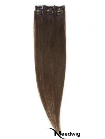 Popular Brown Straight Remy Human Hair Clip In Hair Extensions