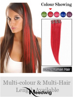 Fashionable Red Straight Remy Human Hair Clip In Hair Extensions