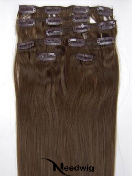 Perfect Brown Straight Remy Human Hair Clip In Hair Extensions