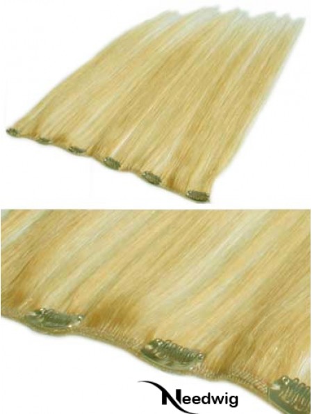 Affordable Blonde Straight Remy Human Hair Clip In Hair Extensions