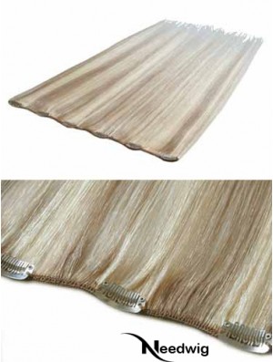 Convenient Blonde Straight Remy Human Hair Clip In Hair Extensions