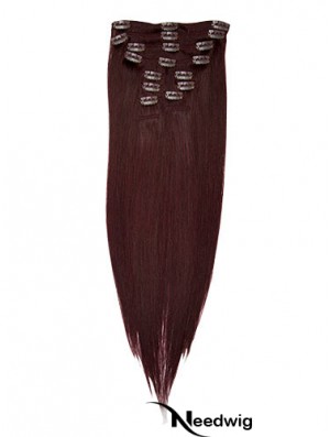 Fashionable Red Straight Remy Human Hair Clip In Hair Extensions