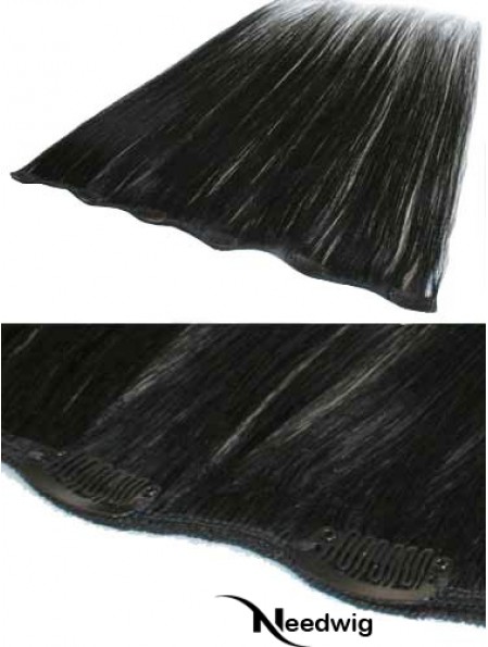 Popular Black Straight Remy Human Hair Clip In Hair Extensions