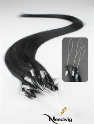 Fashionable Black Straight Micro Loop Ring Hair Extensions