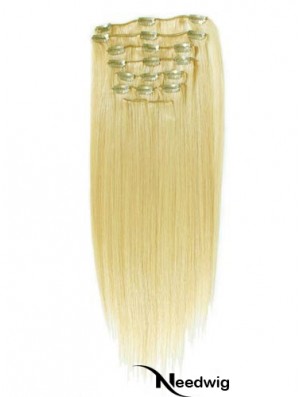 Style Blonde Straight Remy Human Hair Clip In Hair Extensions