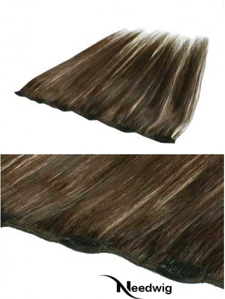 Convenient Brown Straight Remy Human Hair Clip In Hair Extensions