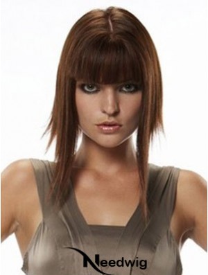 Human Hair Hairpieces Straight Style Long Length Auburn Color