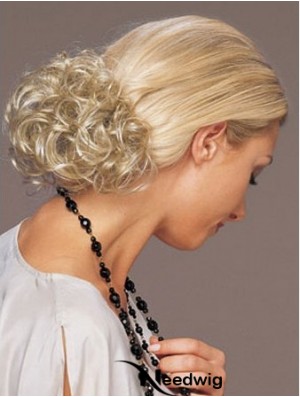 Ideal Blonde Curly Synthetic Clip In Hairpieces