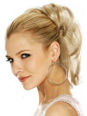 Hairpieces Clip In Blonde Color Straight Style With Synthetic