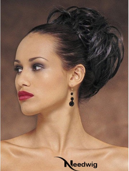 Exquisite Black Wavy Synthetic Clip In Hairpieces