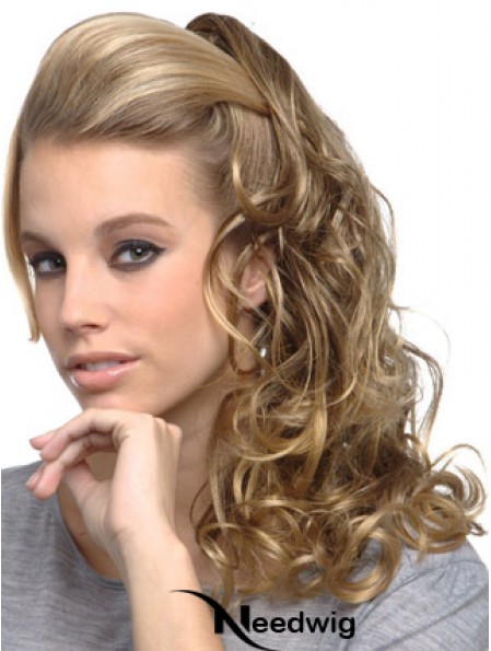 Amazing Blonde Curly Synthetic Clip In Hairpieces