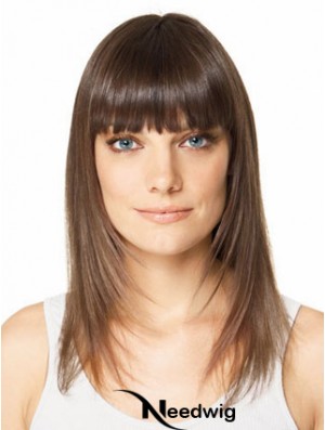 Clip In Hairpieces For Short Hair Brown Color Straight Style