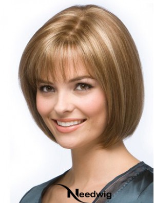 Blonde Bob Wig Chin Length Synthetic Capless