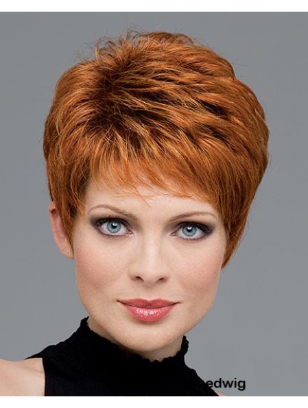 Human Hair Wigs With Capless Wavy Style Auburn Color