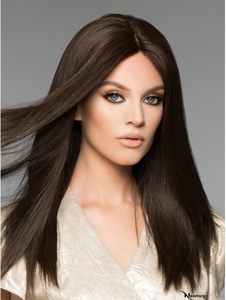 16 inch Long Monofilament Black Remy Hair Wigs