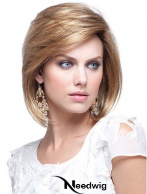 Human Hair Bob Wigs Chin Length Capless Blonde Color Bobs Cut