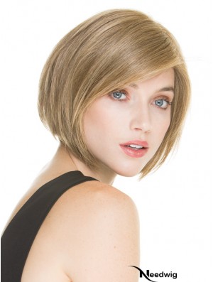 Short Blonde Bob Wig 100% Hand Tied Straight Style Chin Length