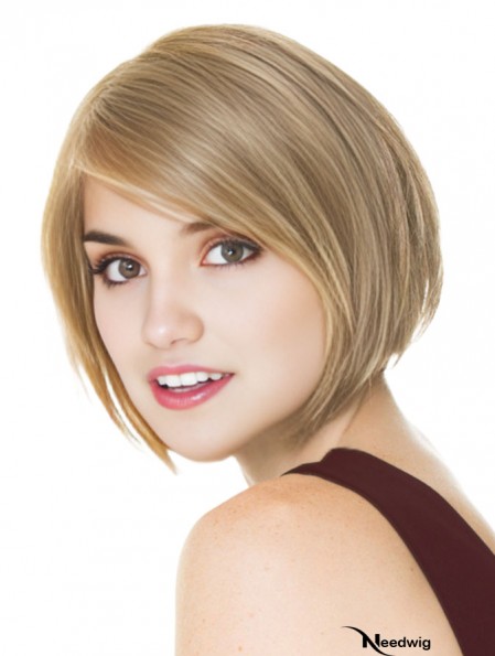 Short Blonde Bob Wig 100% Hand Tied Straight Style Chin Length