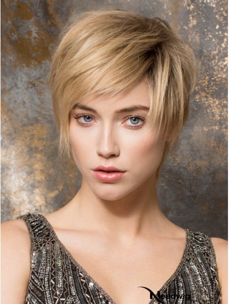 Ladies Monofilament Wig Sale 100% Hand Tied Blonde Color Boycuts