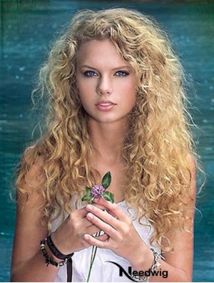 Taylor Swift Wigs Remy Human Lace Front Curly Style Blonde Color