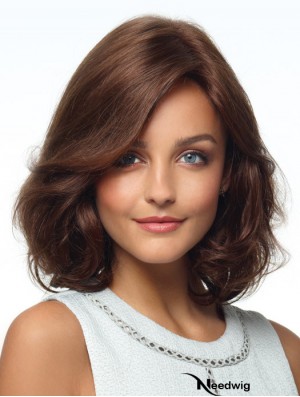 Curly Human Hair Wigs With Monofilament Layered Cut Brown Color