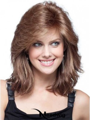 Human Hair Lace Front Wig Layered Cut Shoulder Length