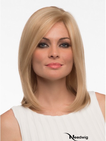 Straight Human Hair Straight Style Shoulder Length Blonde Color