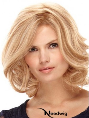 Blonde Shoulder Length High Quality Curly Layered Lace Wigs