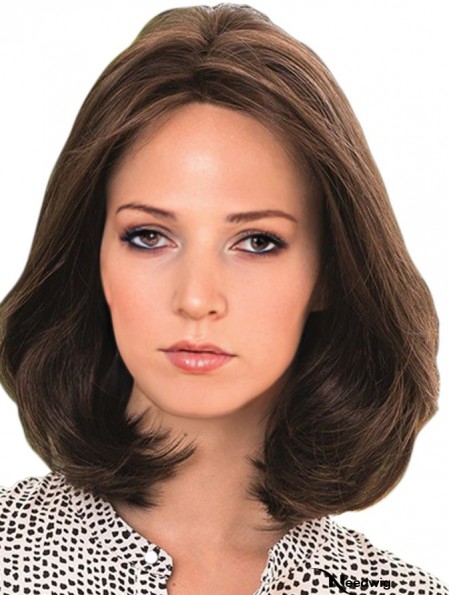 Human Hair Wig Brown With Lace Front Shoulder Length Brown Color