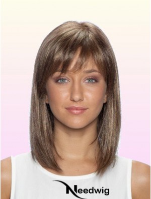 100% Glueless Human Hair Lace Front Wigs With Bangs Stright Style