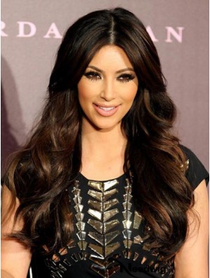 Monofilam 22 inch Long Remy Human Wavy Black Charmer Mono Wig