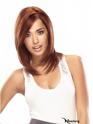 Auburn Shoulder Length Good Straight Layered Lace Wigs